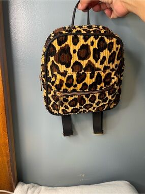 Others Follow Leopard-Print Corduroy Mini Backpack in Brown & Black